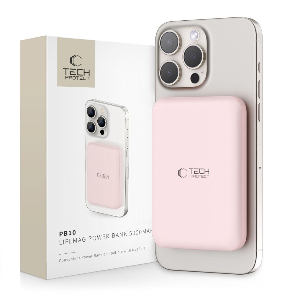 Tech - Protect PB10 Lifemag MagSafe PowerBank Μαγνητικό PowerBank Κινητού 5000 mAh - Pink