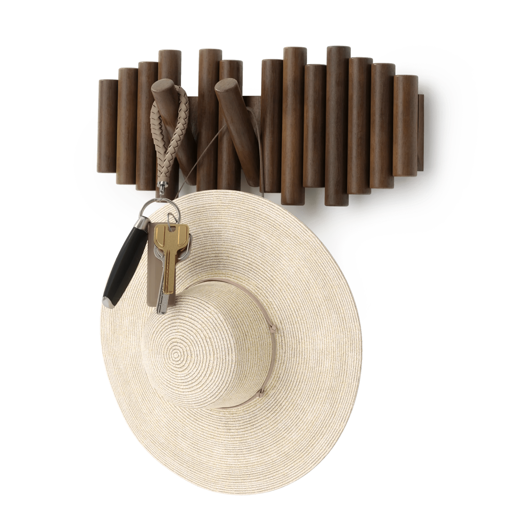 Umbra Ξύλινη Επιτοίχια Κρεμάστρα με 5 Αναδιπλούμενους Γάντζους - Picket - Aged Walnut