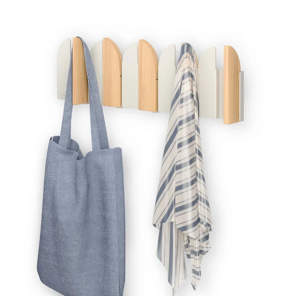 Umbra Saloon - Επιτοίχια Κρεμάστρα με 5 Αναδιπλούμενους Γάντζους - Natural / Sand