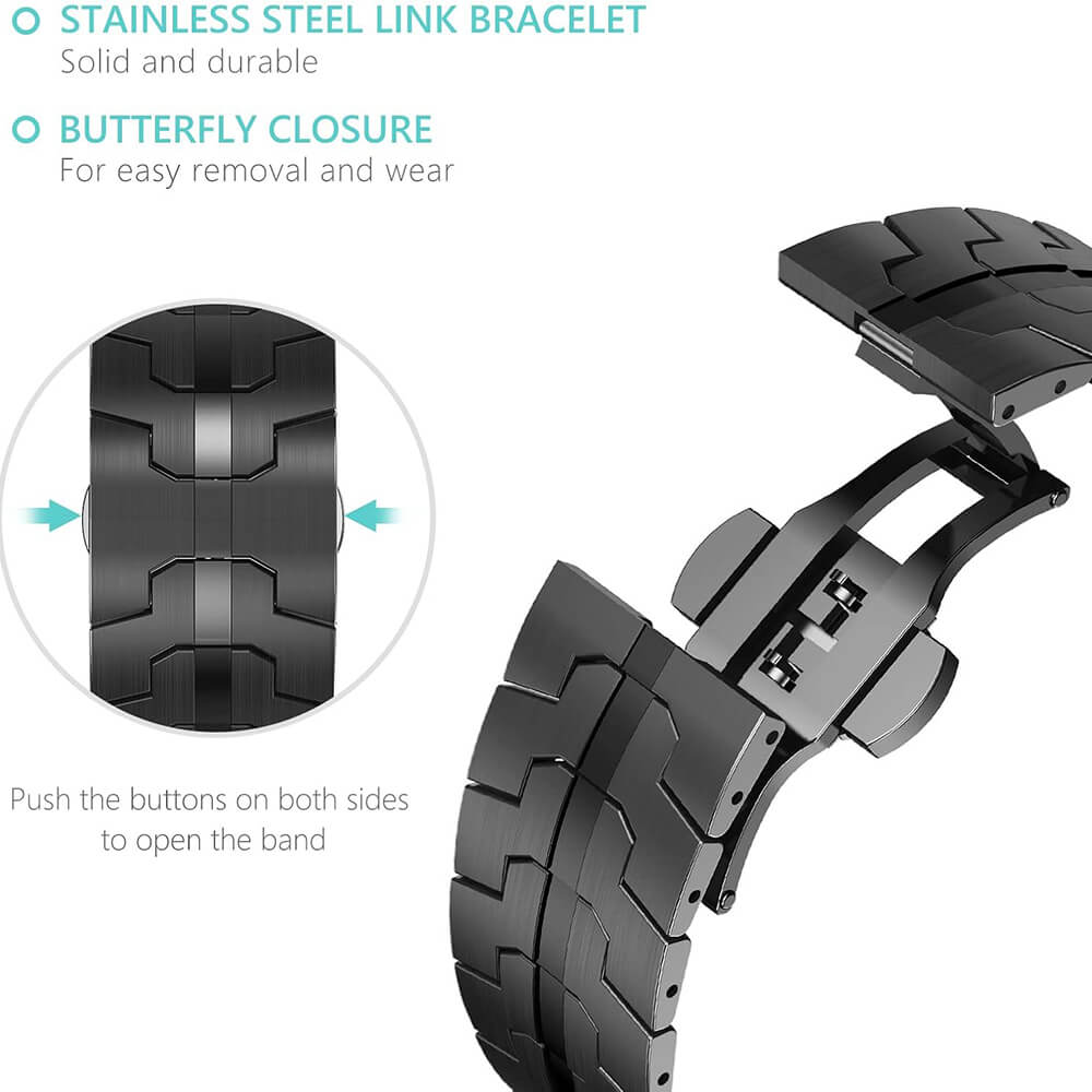 Techsuit Λουράκι Apple Watch 4/5/6/7/8/9/10/11 - SE (1/2/3) - Ultra (1/2/3) - 42/44/45/49mm Watchband από Ανοξείδωτο Ατσάλι W063 - Black