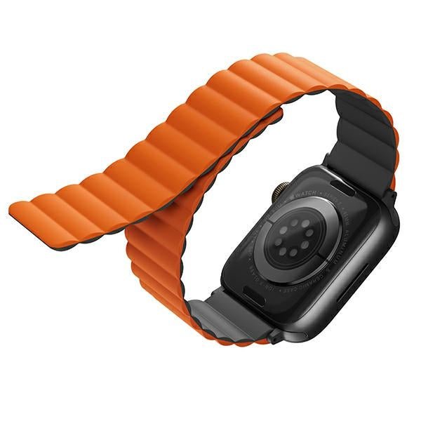 Uniq Λουράκι Apple Watch 2 / 3 / 4 / 5 / 6 / 7 / 8 / 9 / SE / ULTRA 1 / ULTRA 2 - 42 / 44 / 45 / 49 mm Μαγνητικό Σιλικόνης Διπλής Όψης - Revix - Grey / Orange