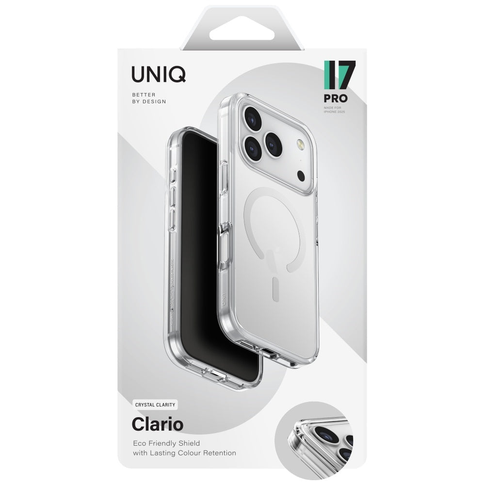 Uniq iPhone 17 Pro - Σκληρή Θήκη με Πλαίσιο Σιλικόνης και MagSafe - Clario MagClick Charging - Clear