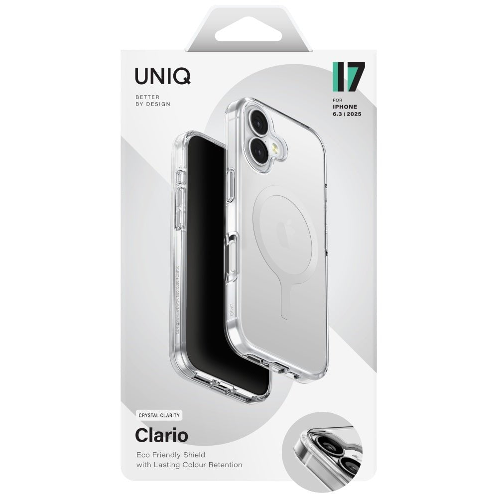 Uniq iPhone 17 - Σκληρή Θήκη με Πλαίσιο Σιλικόνης και MagSafe - Clario MagClick Charging - Clear