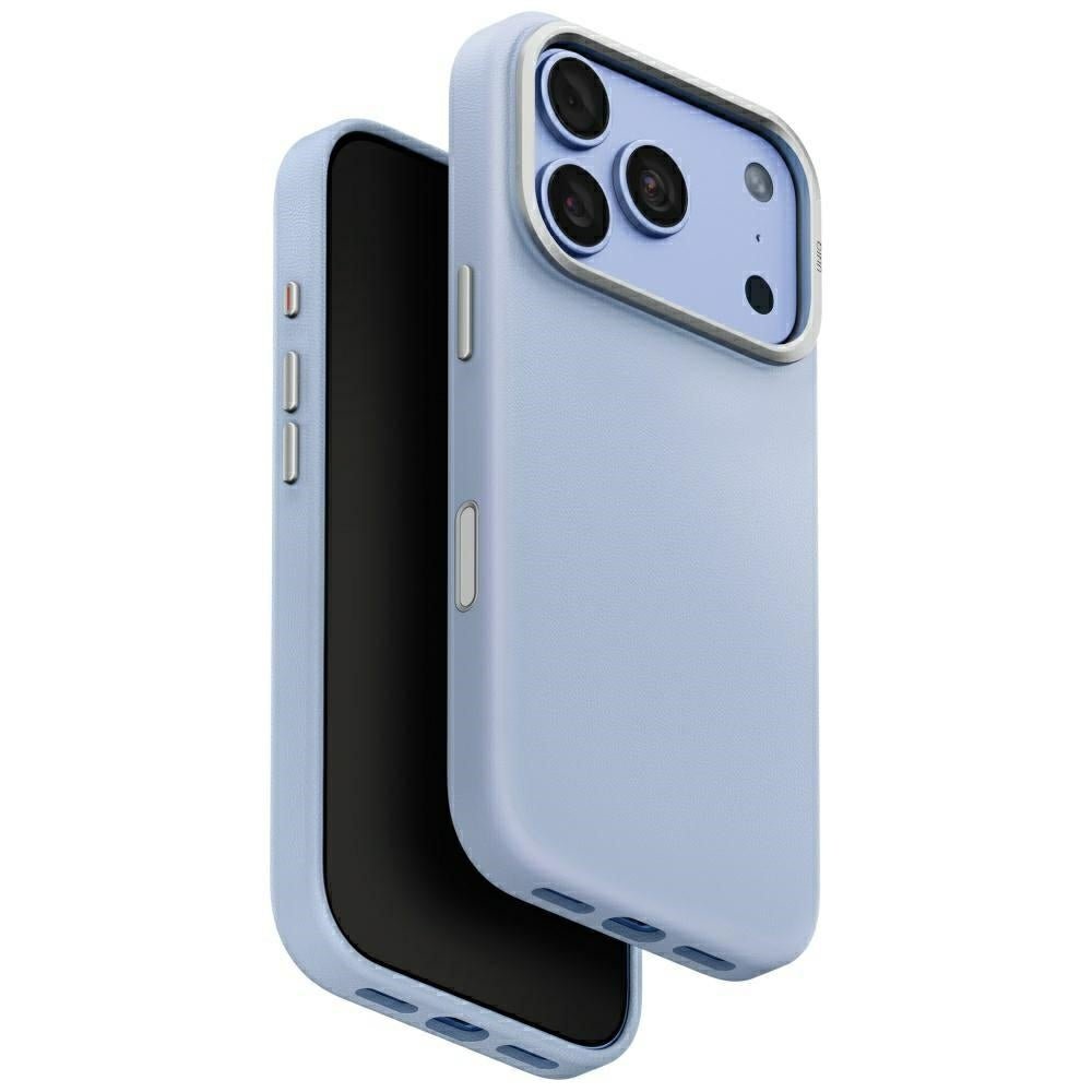 Uniq iPhone 18 Pro / iPhone 17 Pro - Σκληρή Θήκη με Επένδυση Συνθετικού Δέρματος MagSafe - Lyden MagClick - Frost Blue