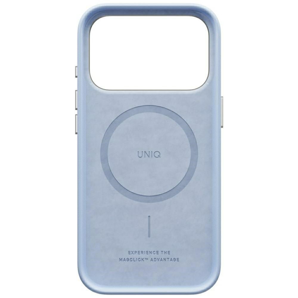 Uniq iPhone 18 Pro / iPhone 17 Pro - Σκληρή Θήκη με Επένδυση Συνθετικού Δέρματος MagSafe - Lyden MagClick - Frost Blue