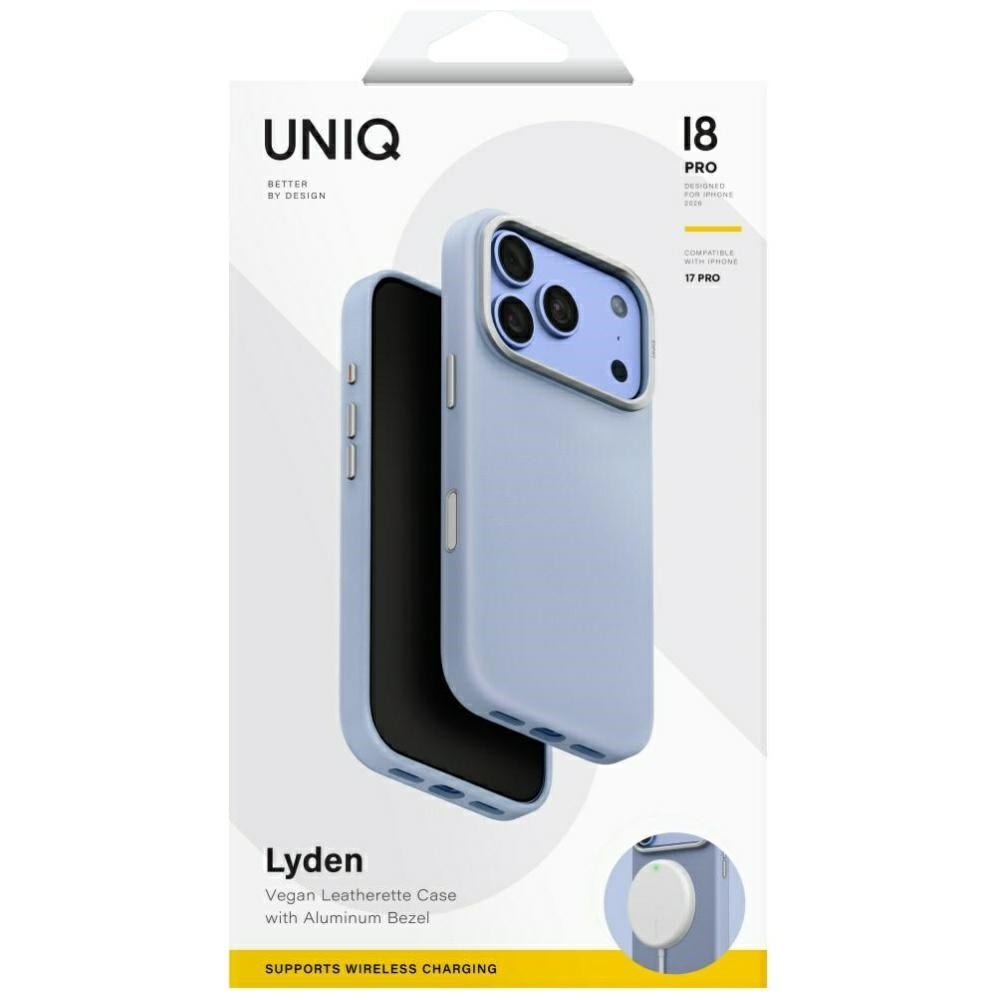Uniq iPhone 18 Pro / iPhone 17 Pro - Σκληρή Θήκη με Επένδυση Συνθετικού Δέρματος MagSafe - Lyden MagClick - Frost Blue
