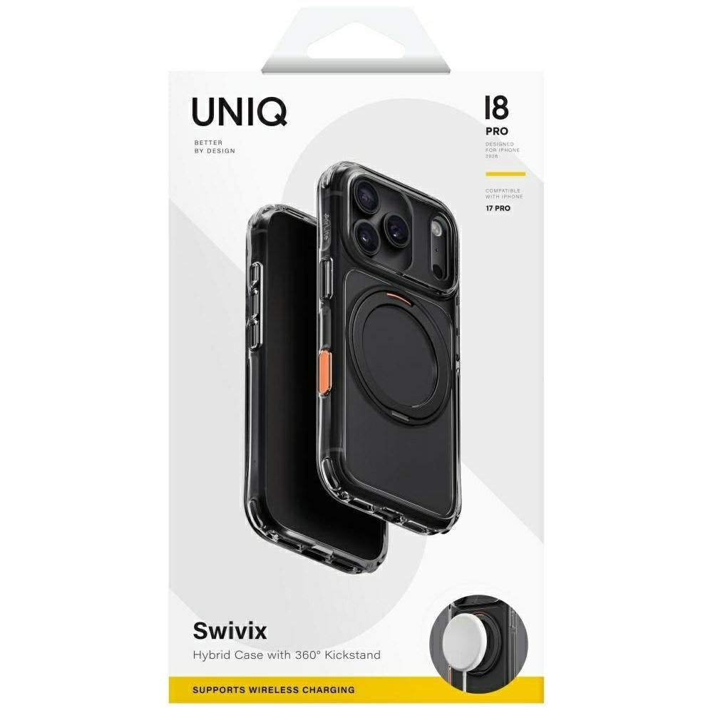 Uniq iPhone 18 Pro / iPhone 17 Pro - Σκληρή Θήκη με Πλαίσιο Σιλικόνης και Σταντ MagSafe - Swivix 360 Rotating Kickstand - Black