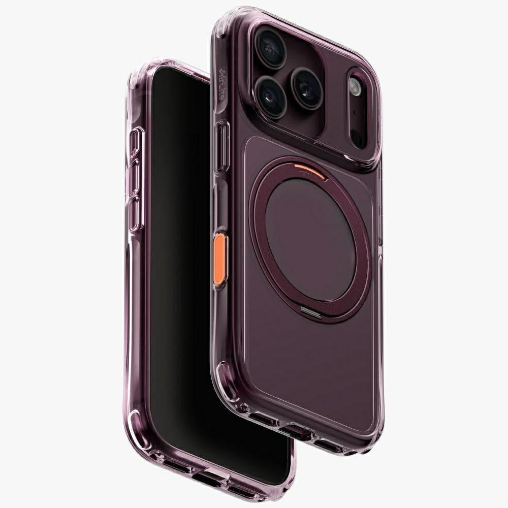 Uniq iPhone 18 Pro / iPhone 17 Pro - Σκληρή Θήκη με Πλαίσιο Σιλικόνης και Σταντ MagSafe - Swivix 360 Rotating Kickstand - Burgundy