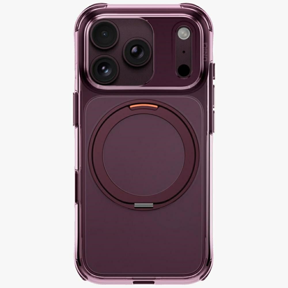 Uniq iPhone 18 Pro / iPhone 17 Pro - Σκληρή Θήκη με Πλαίσιο Σιλικόνης και Σταντ MagSafe - Swivix 360 Rotating Kickstand - Burgundy