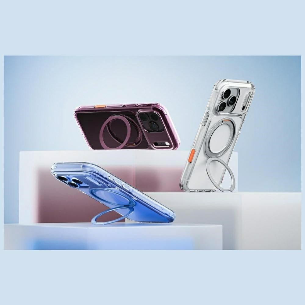 Uniq iPhone 18 Pro / iPhone 17 Pro - Σκληρή Θήκη με Πλαίσιο Σιλικόνης και Σταντ MagSafe - Swivix 360 Rotating Kickstand - Burgundy