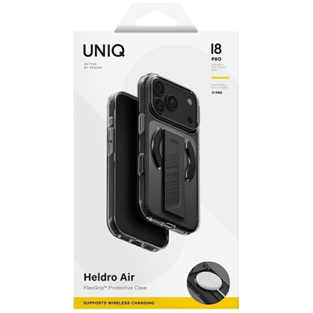 Uniq iPhone 18 Pro / iPhone 17 Pro - Σκληρή Θήκη με Πλαίσιο Σιλικόνης MagSafe και Ενσωματωμένη Λαβή FlexGrip - Heldro Air - Tinted Smoke