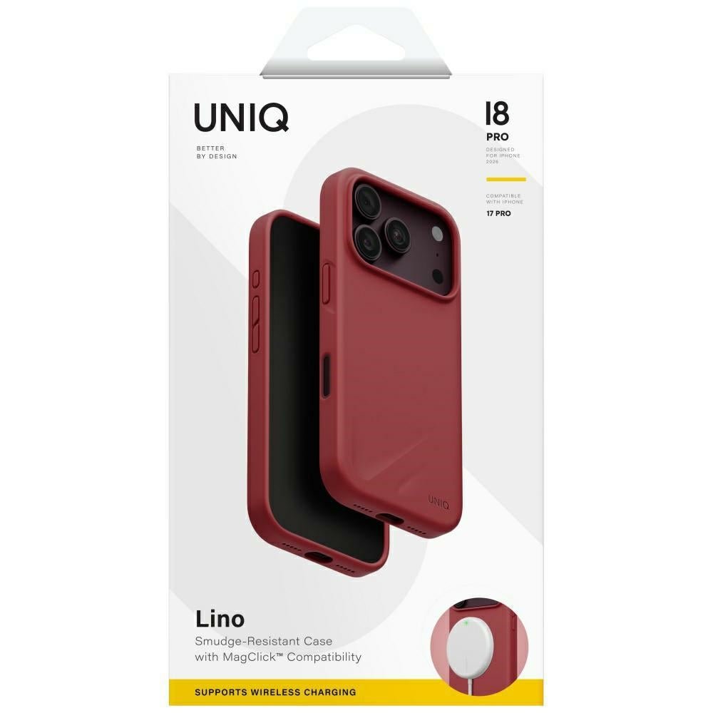 Uniq iPhone 18 Pro / iPhone 17 Pro - Θήκη Σιλικόνης MagSafe - Lino Magclick Charging - Cranberry Red