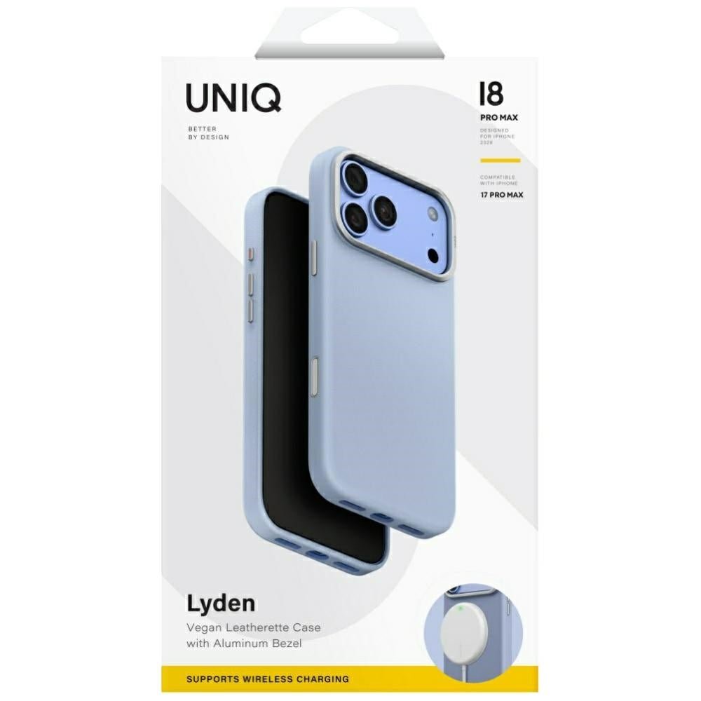 Uniq iPhone 18 Pro Max / iPhone 17 Pro Max - Σκληρή Θήκη με Επένδυση Συνθετικού Δέρματος MagSafe - Lyden MagClick - Frost Blue