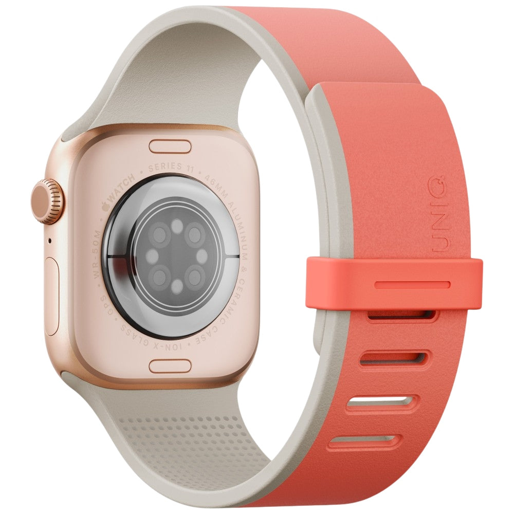 Uniq Λουράκι Apple Watch 8/9/10/11 - SE (1/2/3) - Ultra (1/2/3) – 44/45/46/49mm Μαγνητικό Σιλικόνης Διπλής Όψης - Revix IV - Pink / Beige