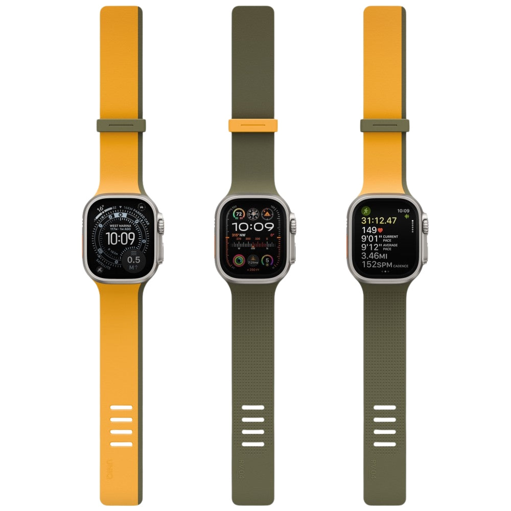 Uniq Λουράκι Apple Watch 8/9/10/11 - SE (1/2/3) - Ultra (1/2/3) – 44/45/46/49mm Μαγνητικό Σιλικόνης Διπλής Όψης - Revix IV - Yellow / Green