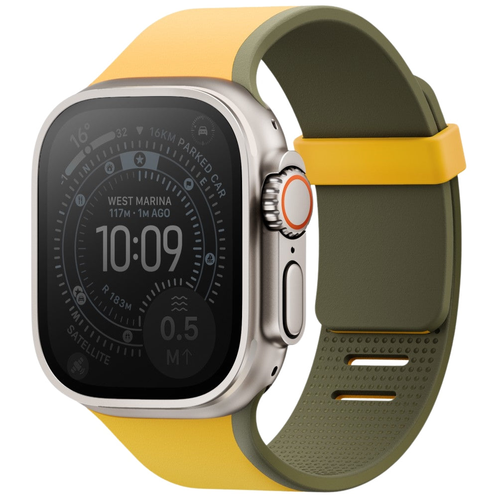 Uniq Λουράκι Apple Watch 8/9/10/11 - SE (1/2/3) - Ultra (1/2/3) – 44/45/46/49mm Μαγνητικό Σιλικόνης Διπλής Όψης - Revix IV - Yellow / Green