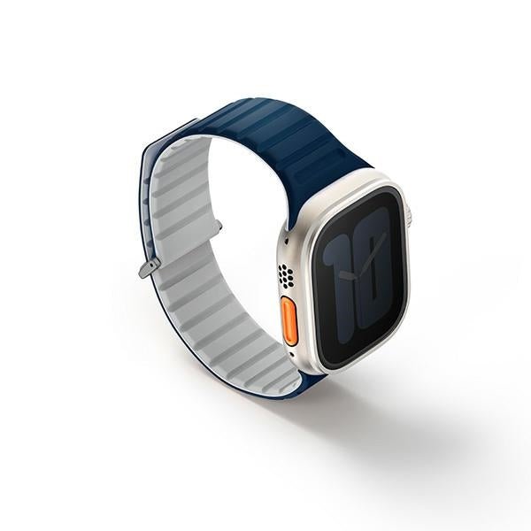 Uniq Λουράκι Apple Watch 8/9/10/11 - SE (1/2/3) - Ultra (1/2/3) – 44/45/46/49mm Revix Evo Μαγνητικό Σιλικόνης Διπλής Όψης - Navy / Grey