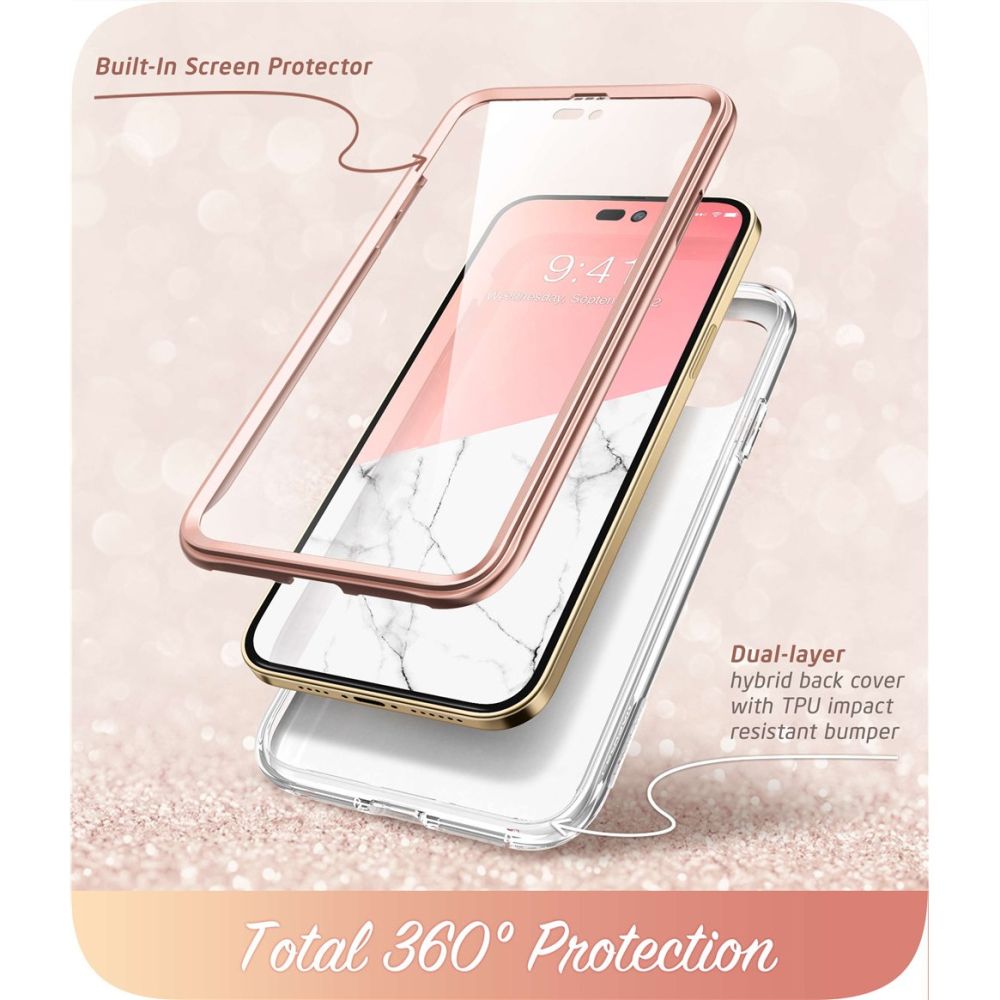 i - Blason iPhone 14 Pro Cosmo Σκληρή Θήκη με Πλαίσιο Σιλικόνης και Προστασία Οθόνης - Marble