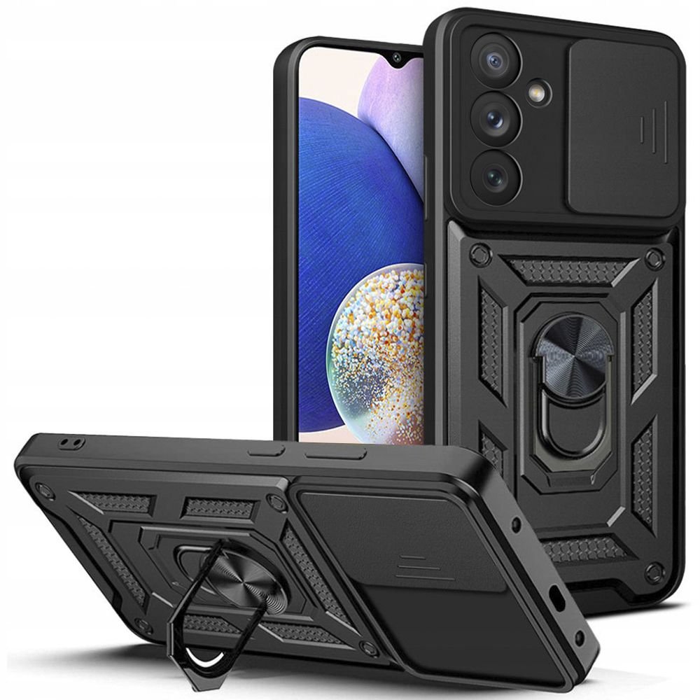 Tech - Protect Samsung Galaxy A14 5G Camshield Pro Σκληρή Θήκη με Πλαίσιο Σιλικόνης και Δαχτυλίδι Συγκράτησης - Black