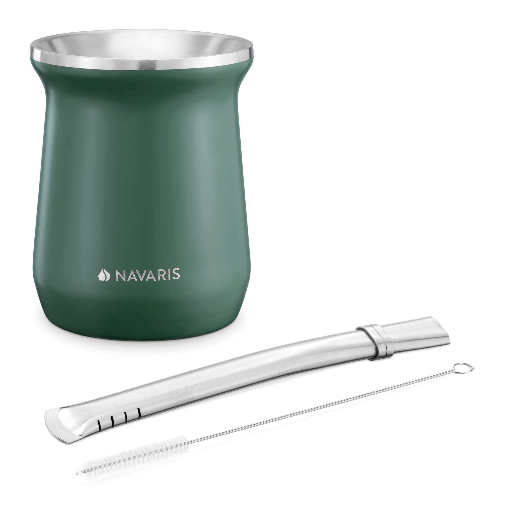 Navaris Σετ με Κούπα και Καλαμάκι Bombilla για Τσάι Yerba Mate - Green - 54274.01.07