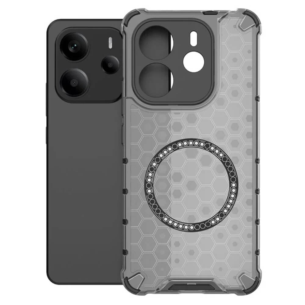 Techsuit Xiaomi Redmi Note 14 5G Honeycomb Shield MagSafe Σκληρή Θήκη με Πλαίσιο Σιλικόνης - Black