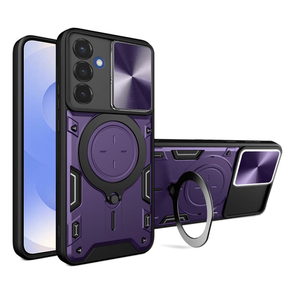 Techsuit Samsung Galaxy S25 - CamGuard Pro - Σκληρή Θήκη με Προστασία Καμερών και Δαχτυλίδι Συγκράτησης - Purple