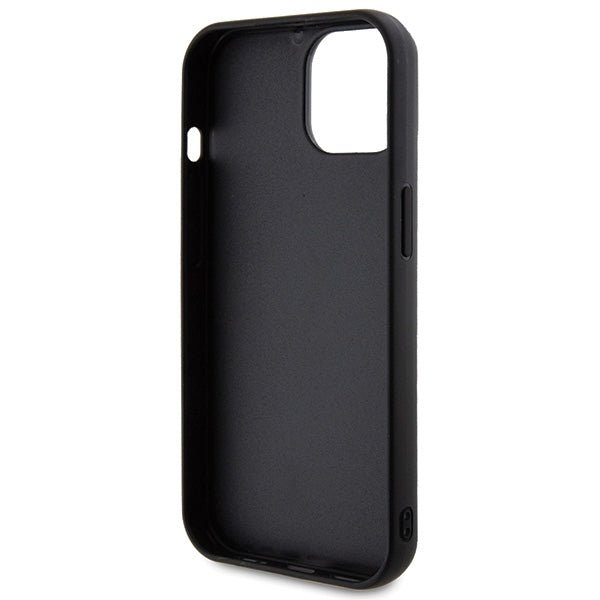 Guess iPhone 15 - Quilted Metal Logo Θήκη με Επένδυση Συνθετικού Δέρματος - Black - GUHCP15SPSQSQSK