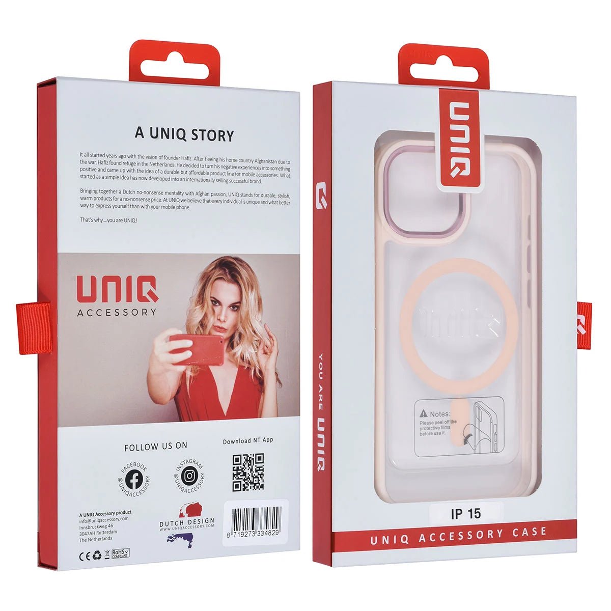 Tuniq iPhone 15 - MagSafe - Σκληρή Θήκη με Πλαίσιο Σιλικόνης - Ροζ / Διάφανη