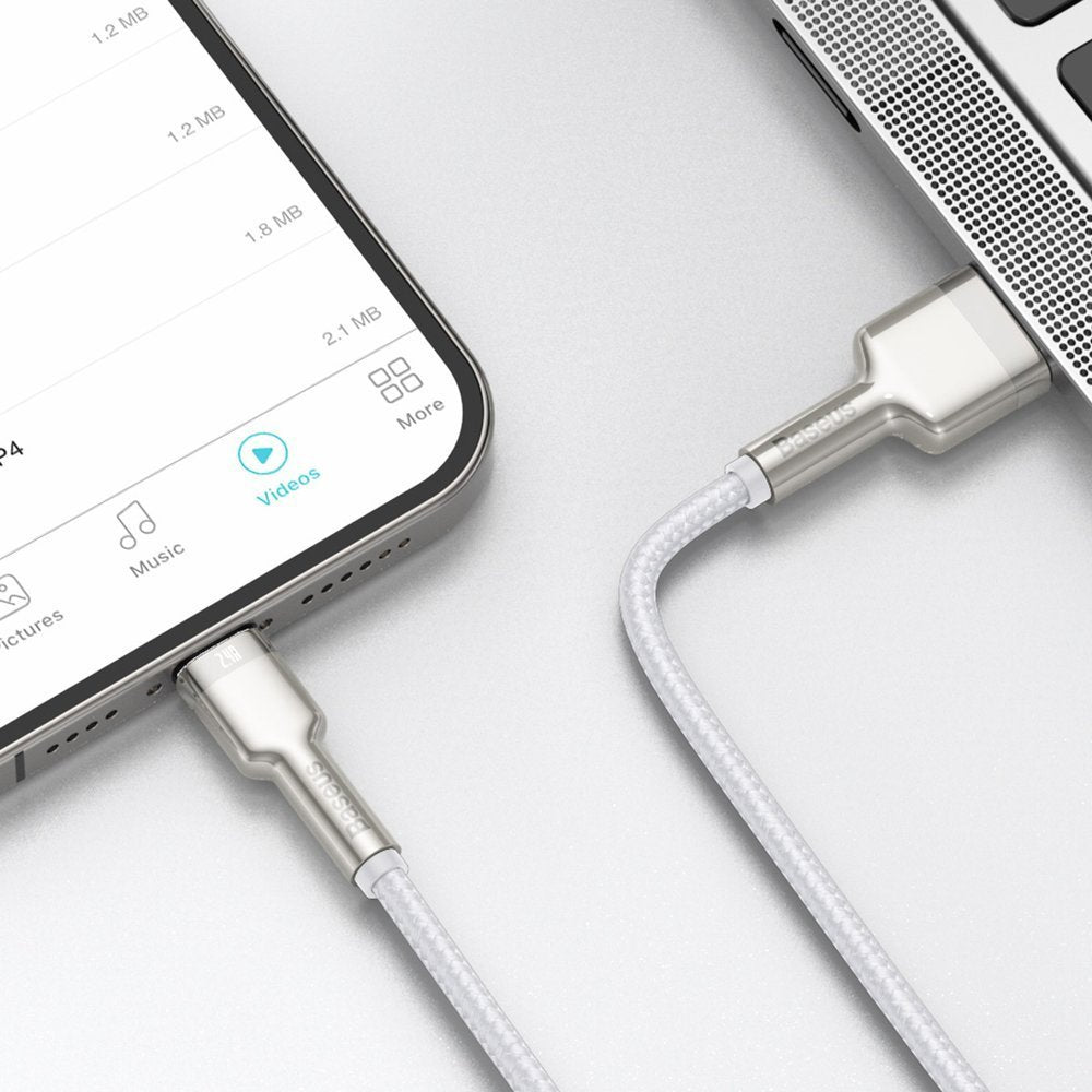 Baseus Cafule Metal Cable Lightning 2.4A - Καλώδιο Δεδομένων και Φόρτισης Lightning 1M - White - CALJK - A02
