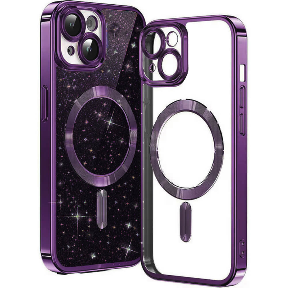 Techsuit iPhone 15 Plus - MagSafe - Luxury Glitter - Θήκη Σιλικόνης - Deep Purple