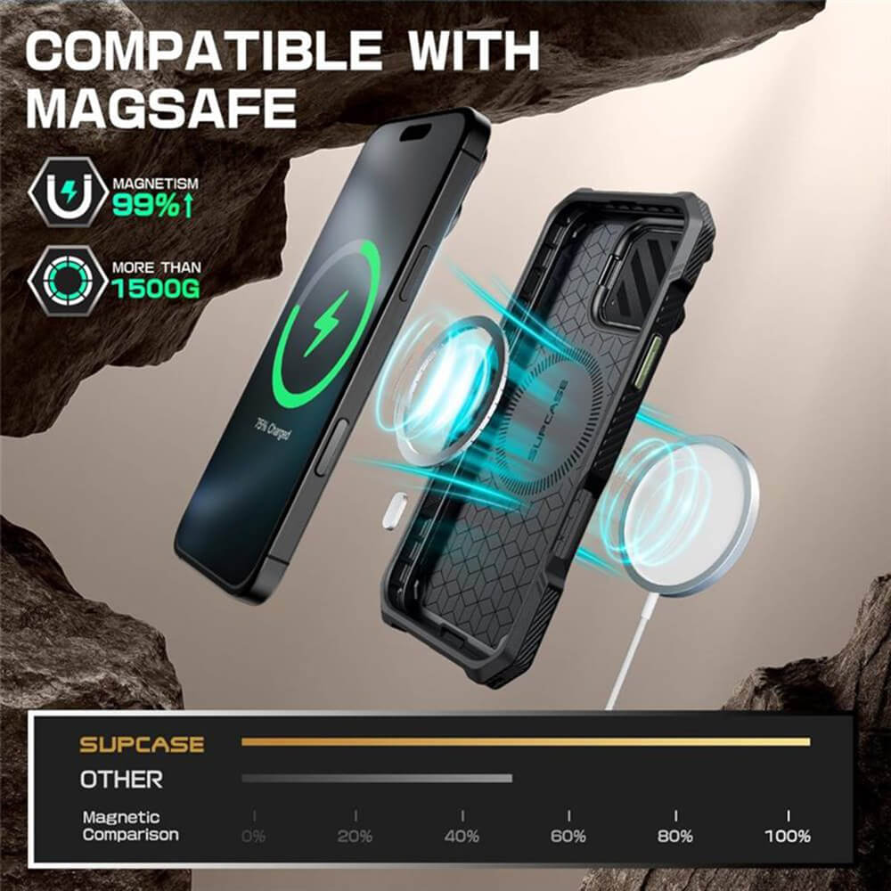Supcase iPhone 16 - Unicorn Beetle XT MagSafe - Σκληρή Θήκη με Προστασία Κάμερας / Stand - Dark Green