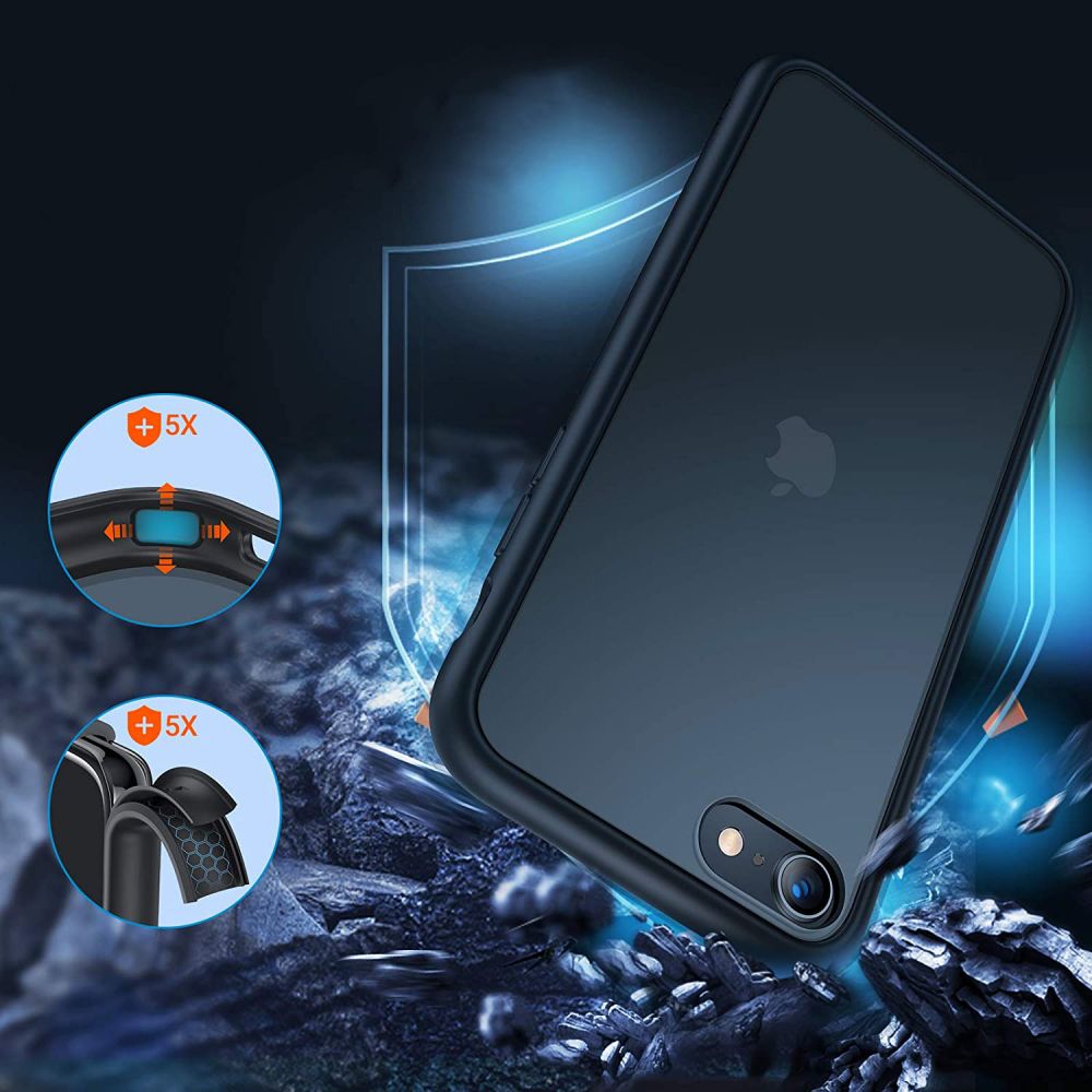 Tech - Protect iPhone SE 2022 / SE 2020 / 7 / 8 MattFit Σκληρή Θήκη με Πλαίσιο Σιλικόνης - Ημιδιάφανη / Black