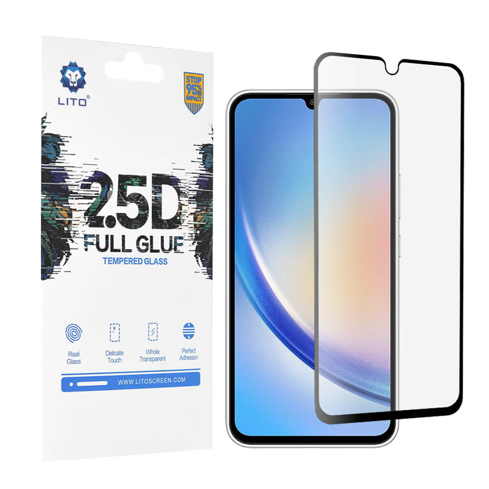 Lito Samsung Galaxy A34 5G 0.33mm 2.5D 9H Full Glue Full Screen Αντιχαρακτικό Γυαλί Οθόνης - Black
