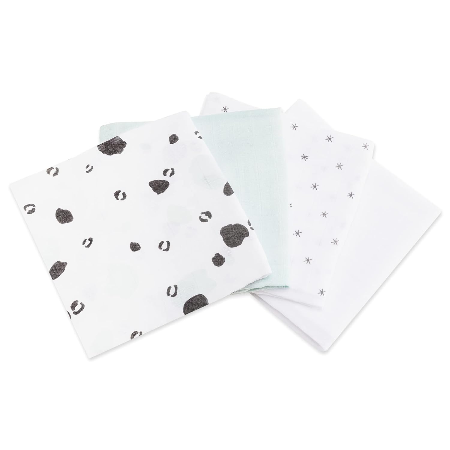 Navaris Σετ με 4 Πάνες Αγκαλιάς από Μουσελίνα για Μωρά - 80 x 80 cm - White / Green - 51484.04