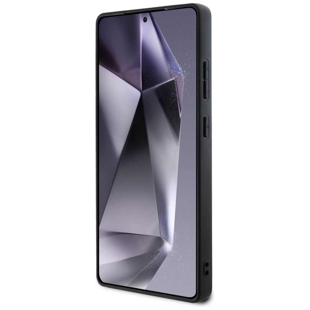 Guess Samsung Galaxy S25 Ultra - Grained Hot Stamp Peony Pattern Triangle Logo - MagSafe Σκληρή Θήκη με Πλαίσιο Σιλικόνης και Συνθετικό Δέρμα - Brown - GUHMS25LPGBTMW