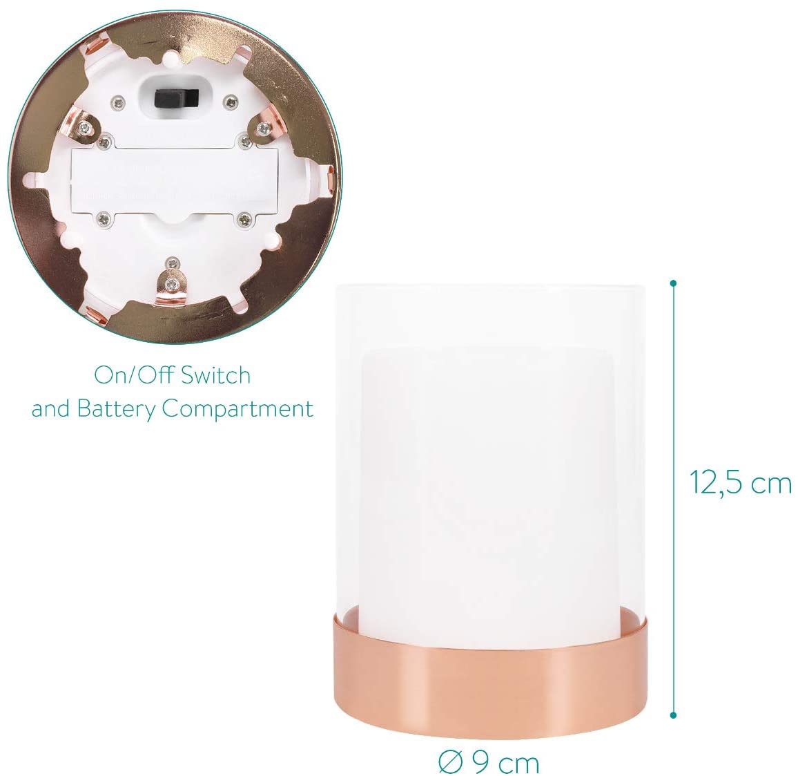 Navaris Solar Garden Candles Σετ με 2 Ηλιακά LED Κεριά Εξωτερικού Χώρου - White - 51100.01.02