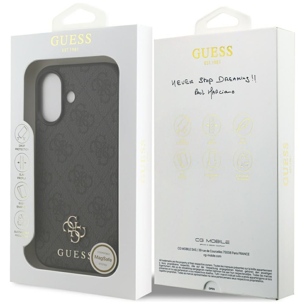 Guess iPhone 17 - 4G Small Classic Logo MagSafe - Σκληρή Θήκη με Πλαίσιο Σιλικόνης και Επένδυση Συνθετικού Δέρματος - Black - GUHMP17SP4SM4MK