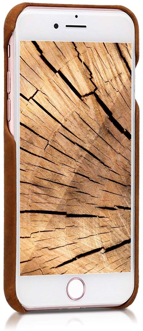 Kalibri iPhone SE 2022 / SE 2020 / 7 / 8 Σκληρή Θήκη με Επένδυση Γνήσιου Δέρματος - Brown - 39345.05