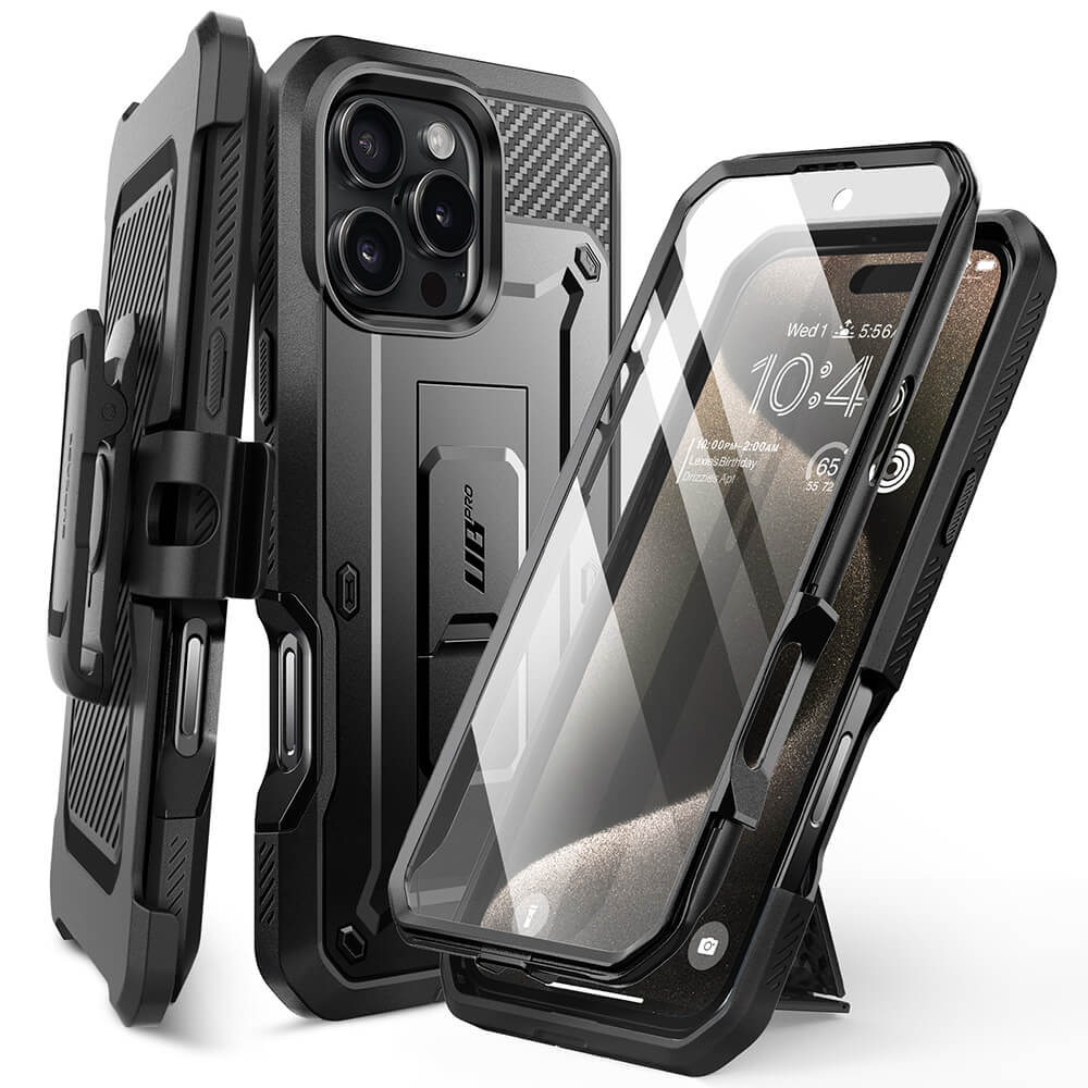 Supcase iPhone 16 Pro Unicorn Beetle Pro Σκληρή Θήκη με Προστασία Οθόνης και Stand - Black