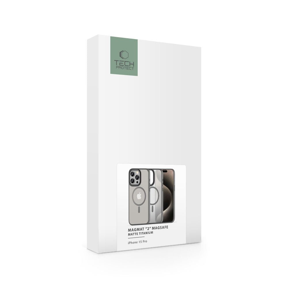 Tech - Protect iPhone 15 Pro MagMat 2 - Σκληρή Θήκη με Πλαίσιο Σιλικόνης και MagSafe - Matte Titanium / Ημιδιάφανη