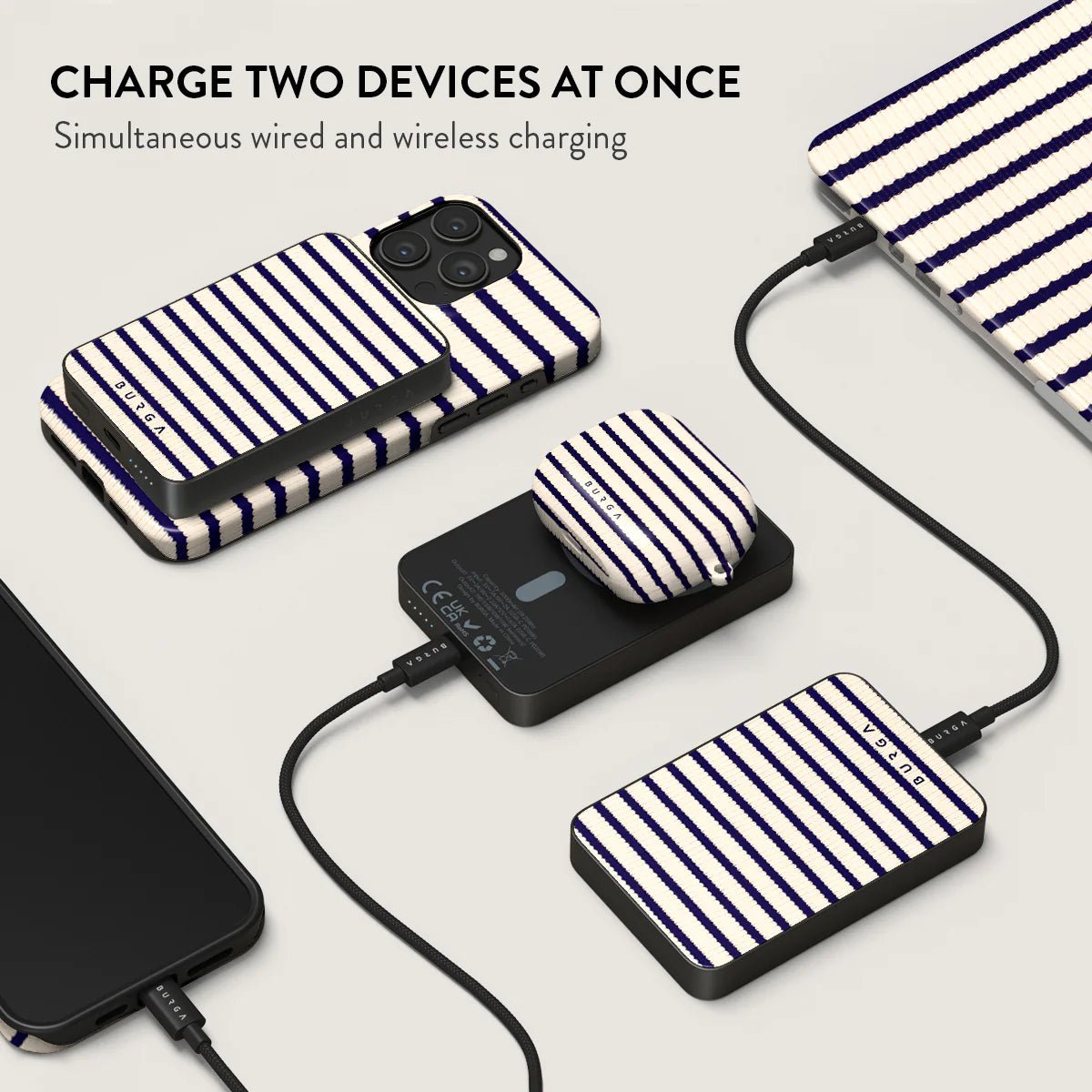 Burga Μαγνητικό Ασύρματο MagSafe PowerBank 5000mAh με Καλώδιο Type - C to Type - C - Gunmetal - Old Money