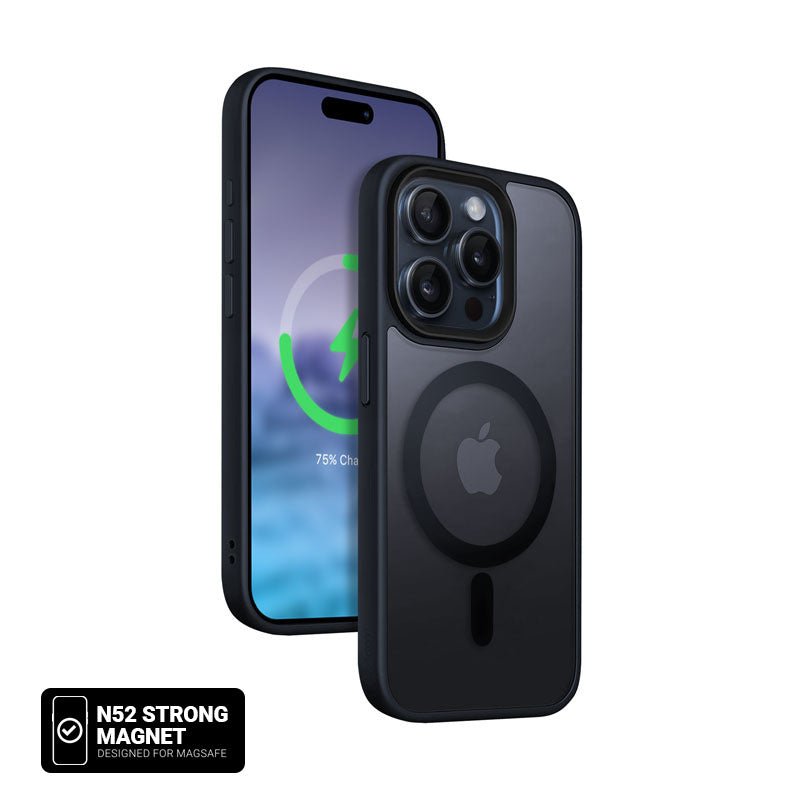 Crong iPhone 15 Pro Hybrid Frost Mag - Σκληρή Θήκη με Πλαίσιο Σιλικόνης και MagSafe - Navy Blue