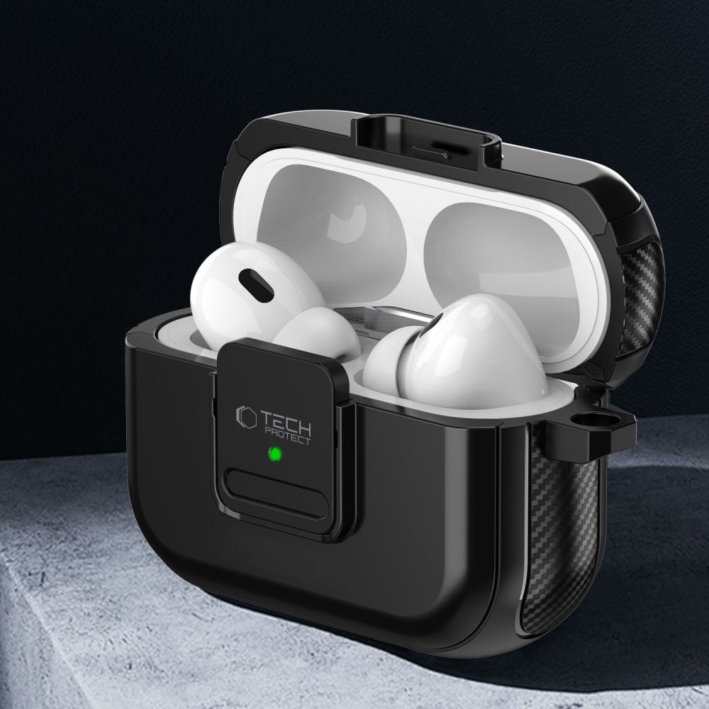 Tech - Protect AirPods Pro 1 / 2 Θήκη από Σκληρό Πλαστικό και Σιλικόνη με MagSafe - Defender Hook - Black