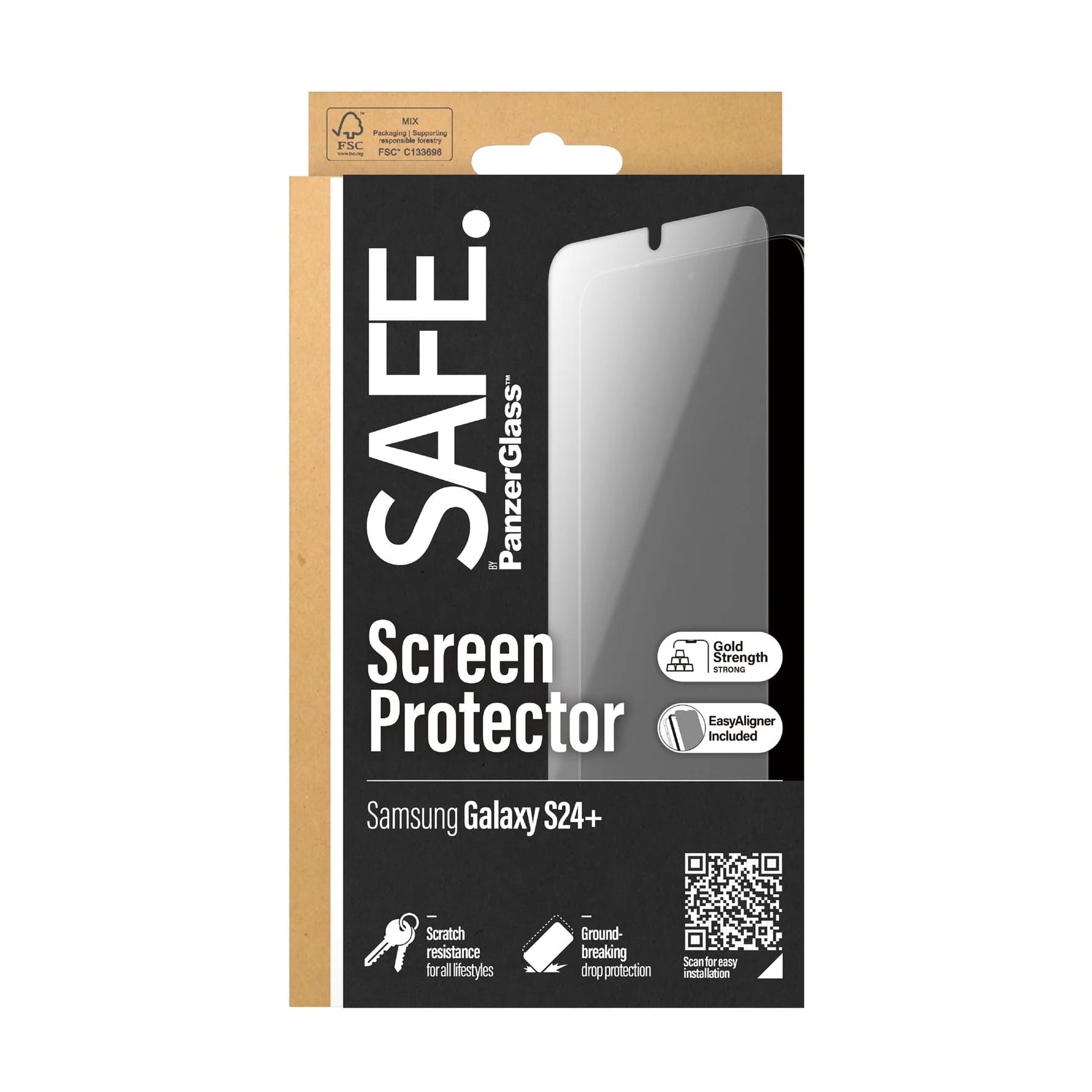 Safe by PanzerGlass Samsung Galaxy S24+ - Ultra - Wide Fit W. EasyAligner Case Friendly Full Screen Αντιχαρακτικό Γυαλί Οθόνης - Διάφανο - SAFE95667