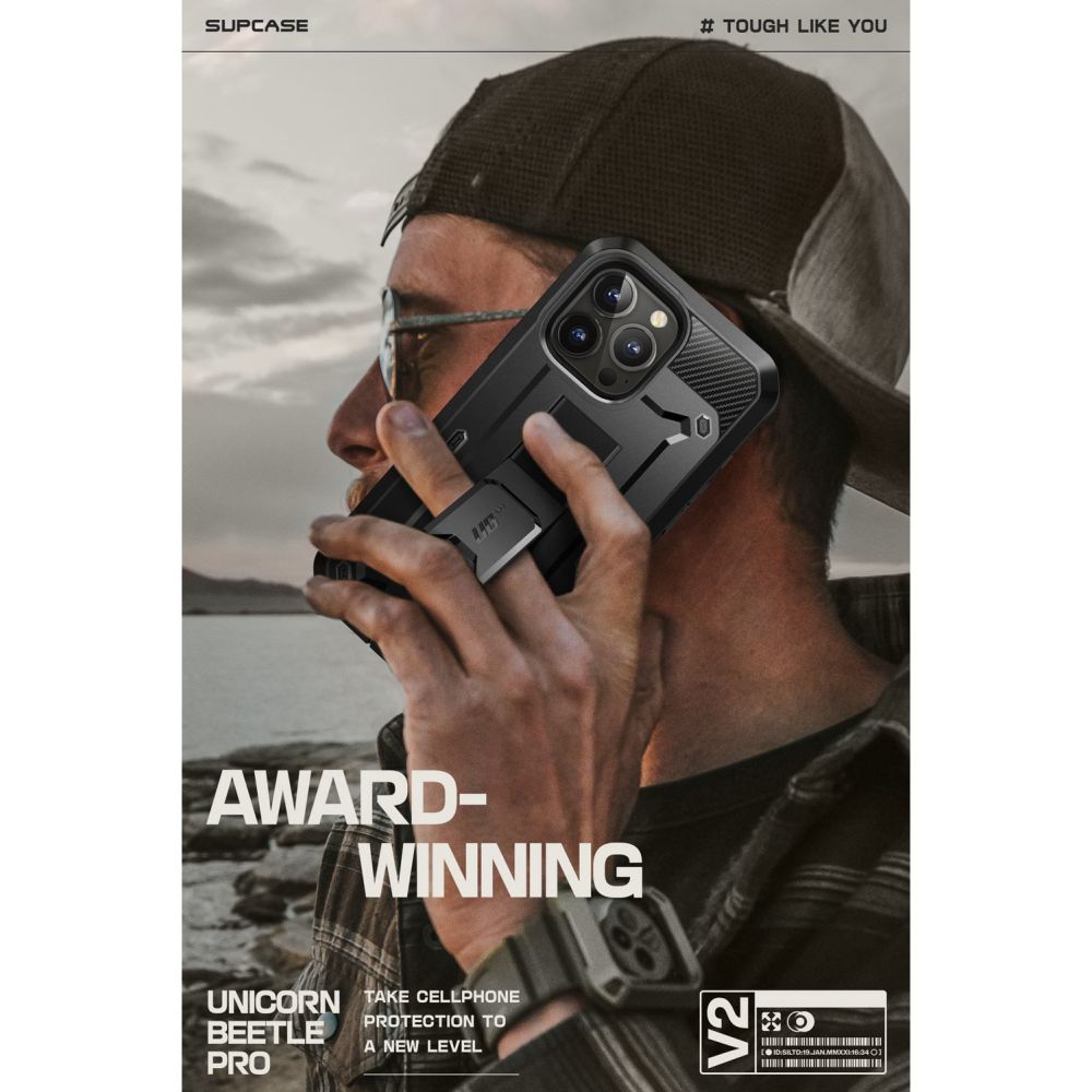 Supcase iPhone 15 Pro Max Unicorn Beetle Pro Σκληρή Θήκη με Προστασία Οθόνης και Stand - Black