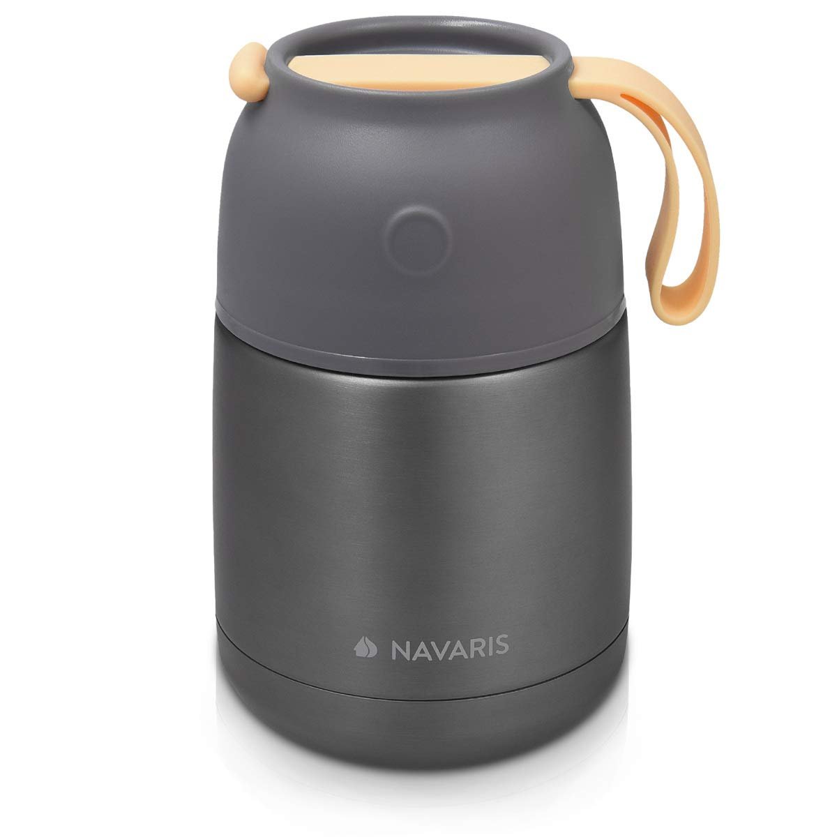 Navaris Vacuum Insulated Food Jar Θερμός από Ανοξείδωτο Ατσάλι με Καπάκι - Δοχείο Για Φαγητό - 450ml - Dark Gray - 47325.1.19