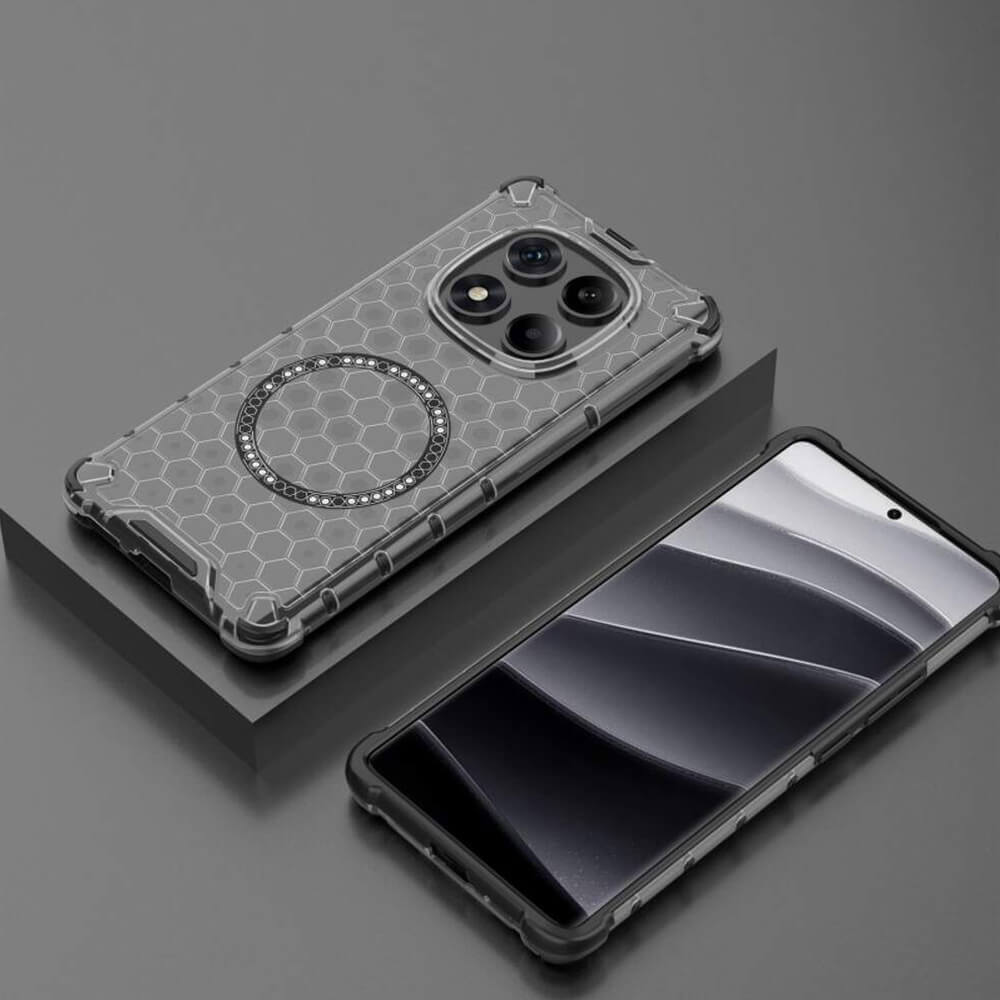 Techsuit Xiaomi Redmi Note 14 Pro 4G Honeycomb Shield MagSafe Σκληρή Θήκη με Πλαίσιο Σιλικόνης - Black