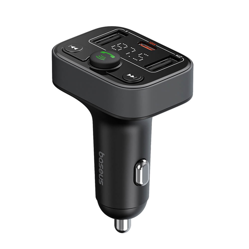 Baseus S - 09 Lite FM Transmitter με 2 Θύρες USB και 1 Θύρα Type - C για Αναπαραγωγή Μουσικής / Φόρτιση Κινητών στο Αυτοκίνητο - Cluster Black