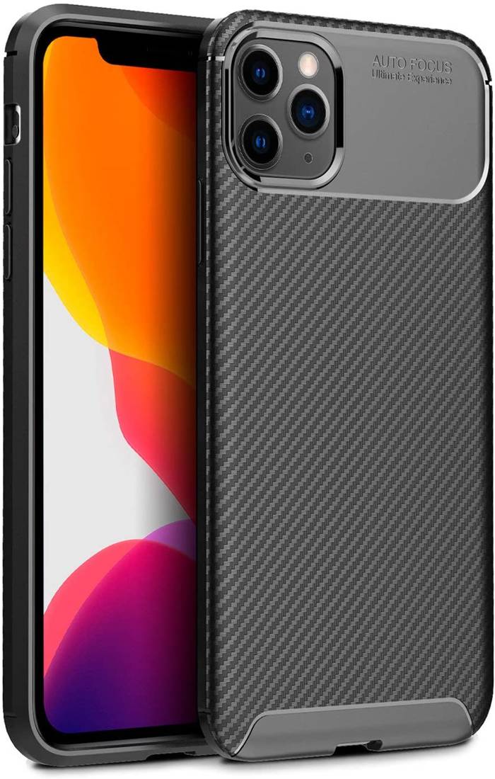 OEM iPhone 12 / iPhone 12 Pro Θήκη Σιλικόνης TPU Beatles Carbon Fiber - Black