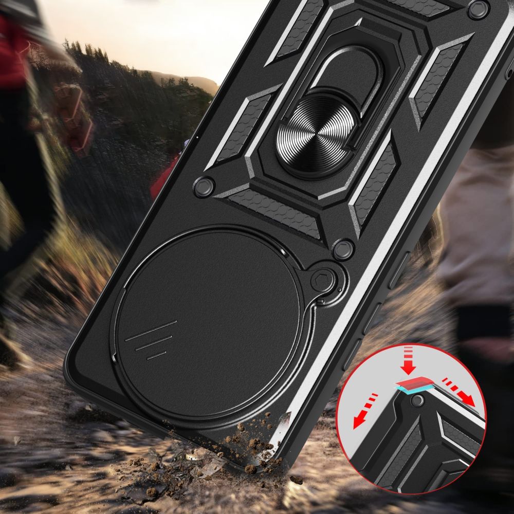Tech - Protect Xiaomi Redmi Note 14 Pro 5G / Poco X7 Camshield Pro Σκληρή Θήκη με Πλαίσιο Σιλικόνης και Δαχτυλίδι Συγκράτησης - Black